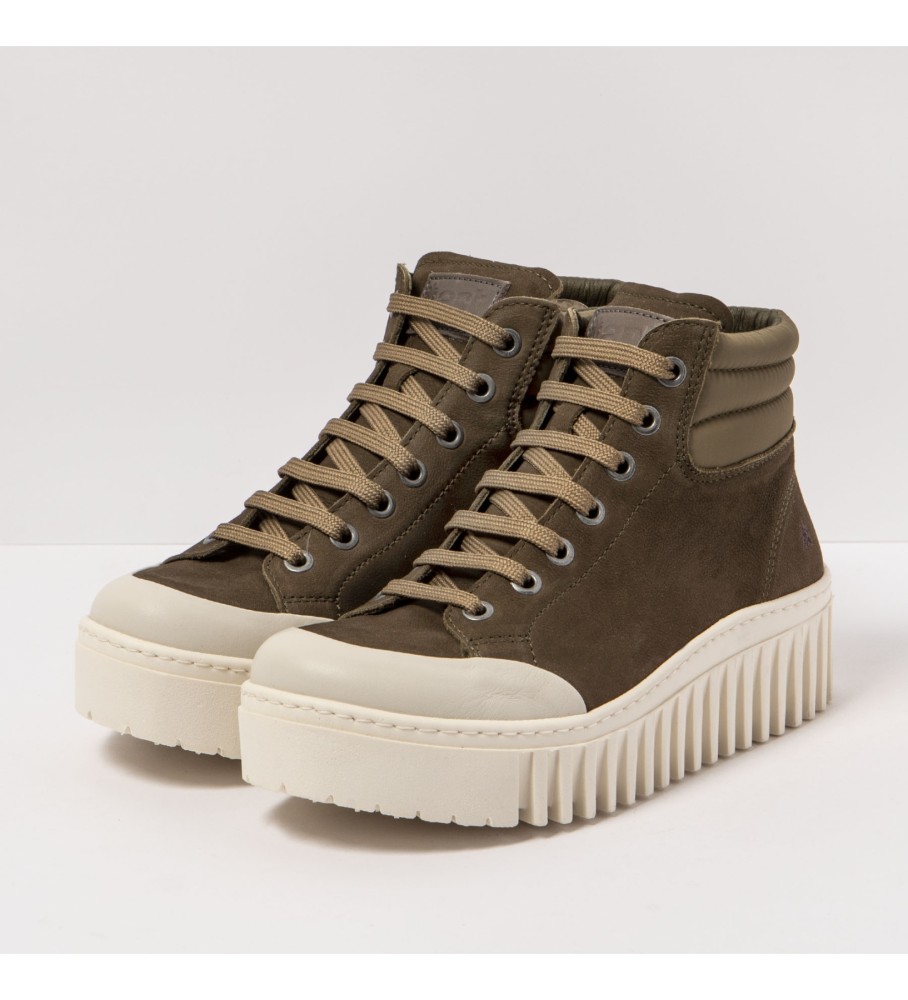 Sapatos de plataforma em couro sintético 1532 Nobuck-W Cáqui-Creme/Brighton