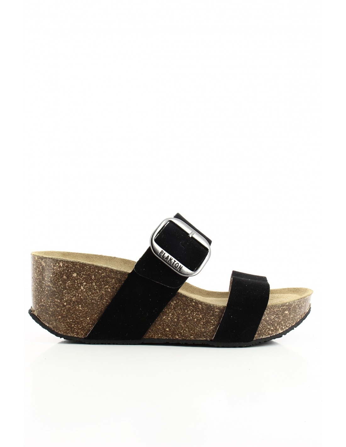 plakton Mules Compensées So Rock Cuir Noir