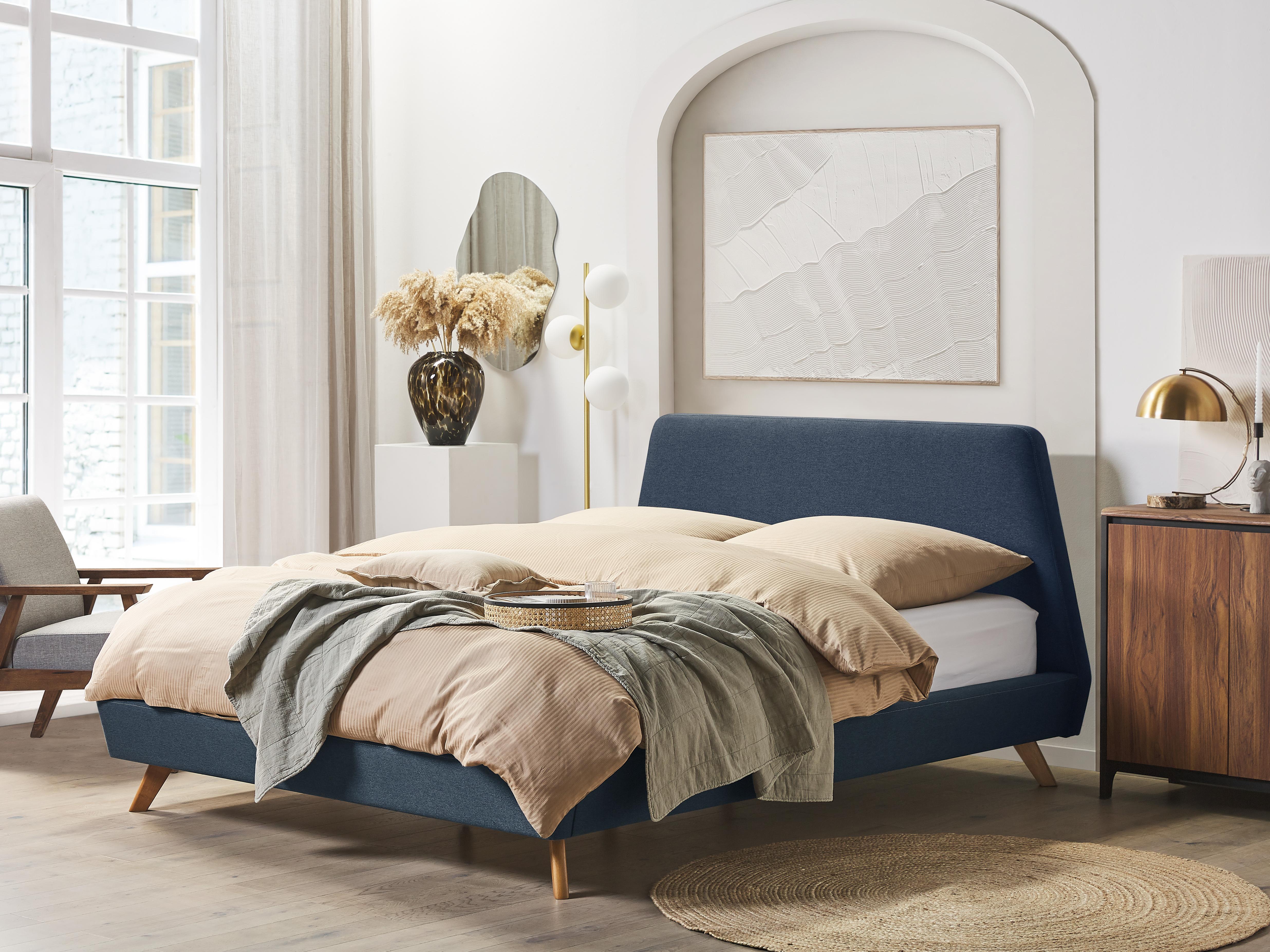 Bed Stof VIENNE 160 x 200 cm Donkerblauw