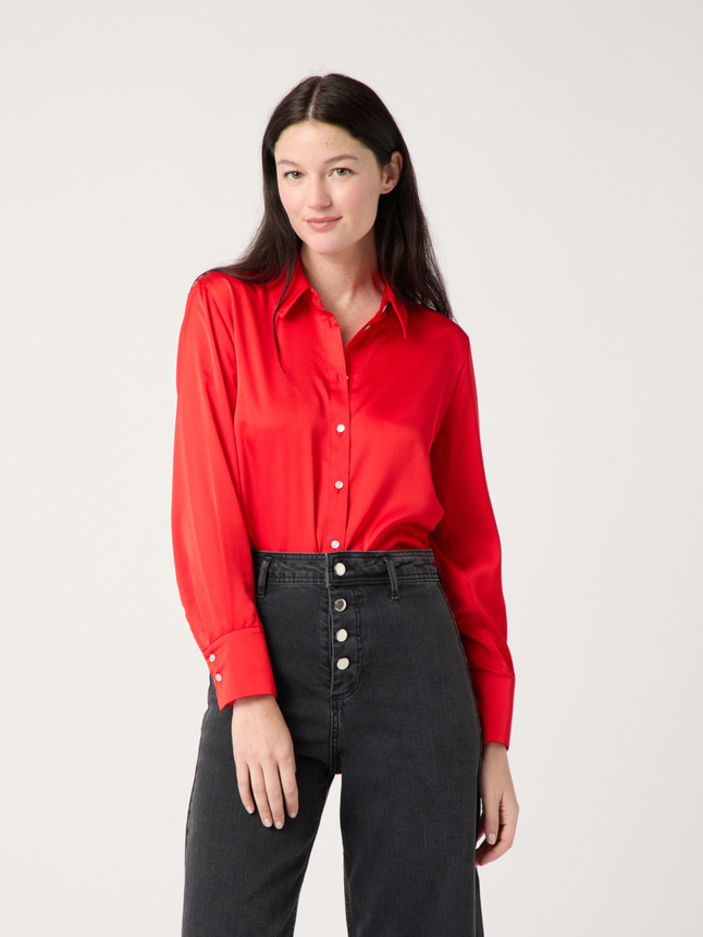 Chemise en satin manche longue