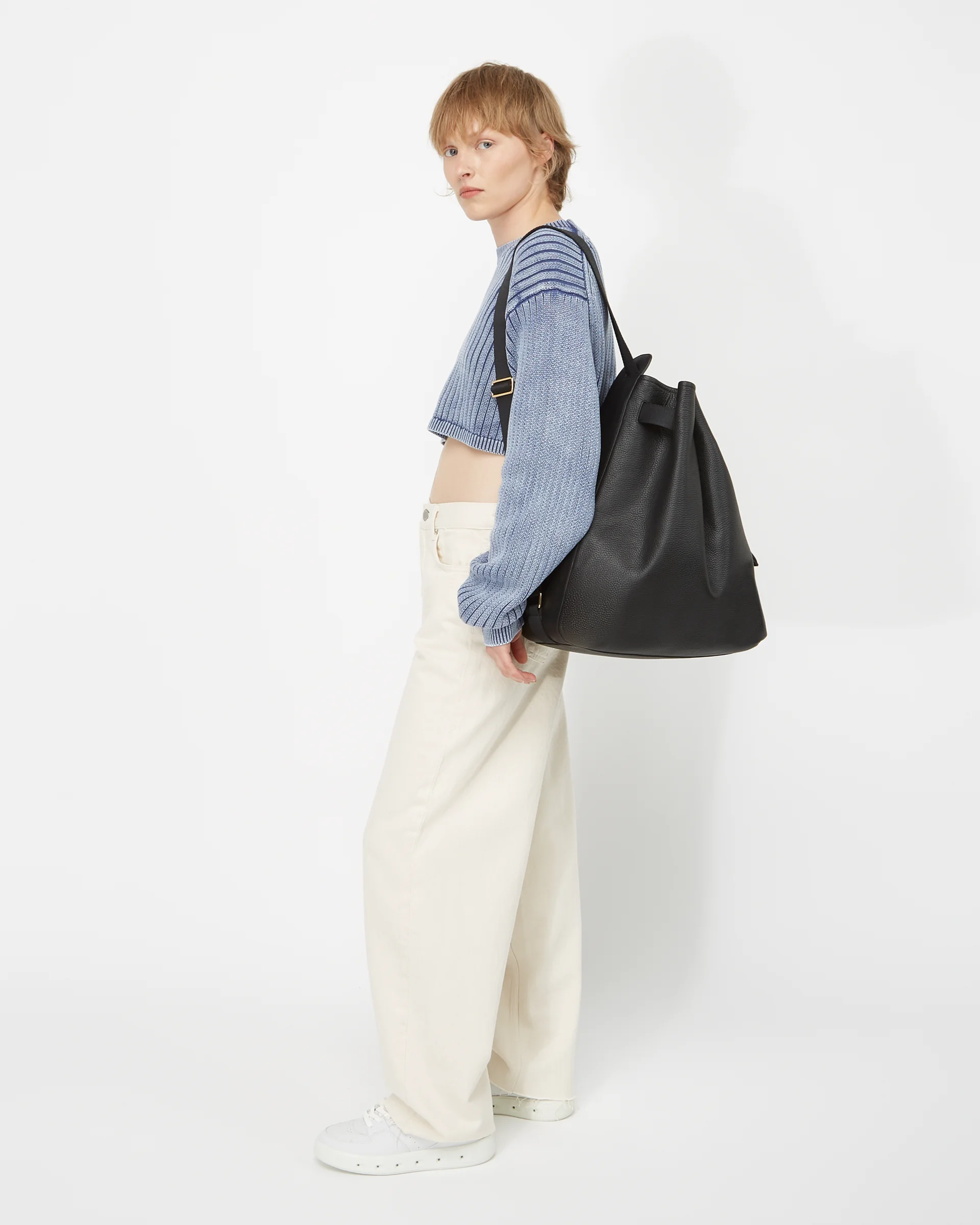 ECCO Sail Bag Hobo-Tasche aus Leder Schwarz 45X36X15 cm