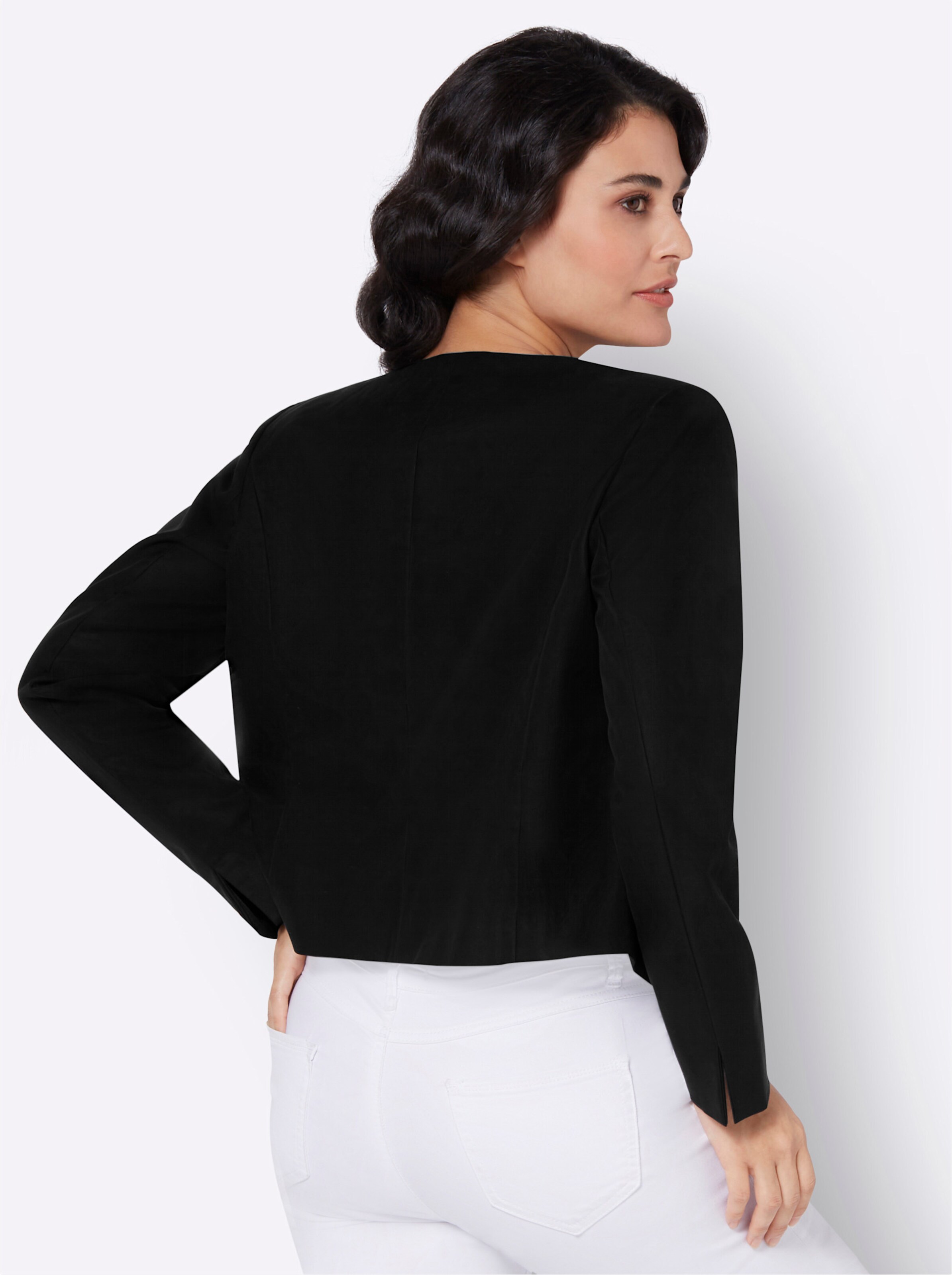 Lyocell-Mix-Blazer in schwarz