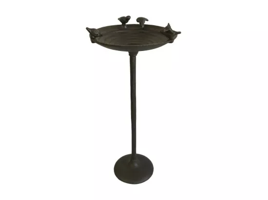 Mangeoire à oiseaux sur pied abreuvoir fonte marron 57.5cm