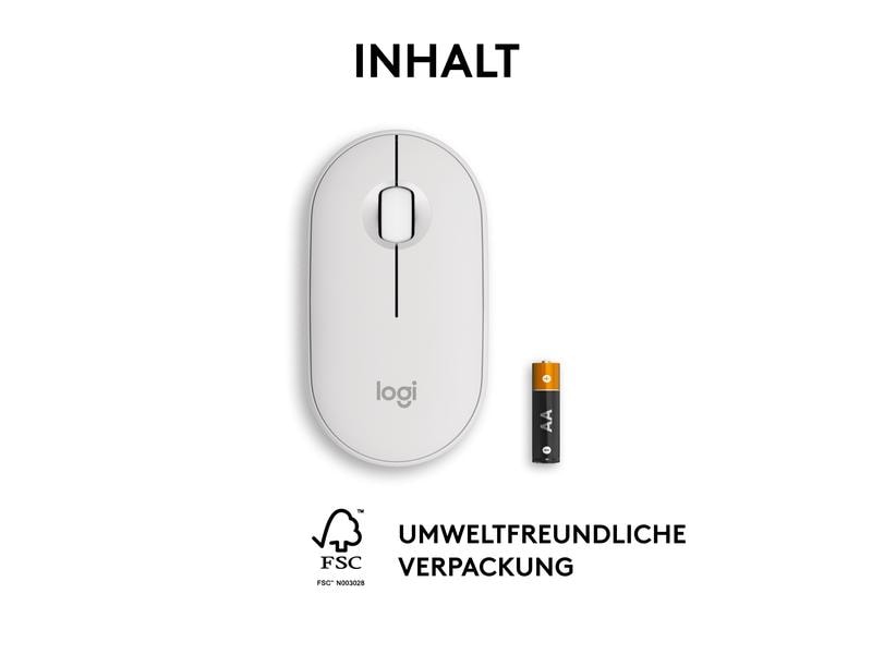 Logitech Pebble 2 M350s Schlanke Bluetooth-Maus mit geräuscharmen Tasten