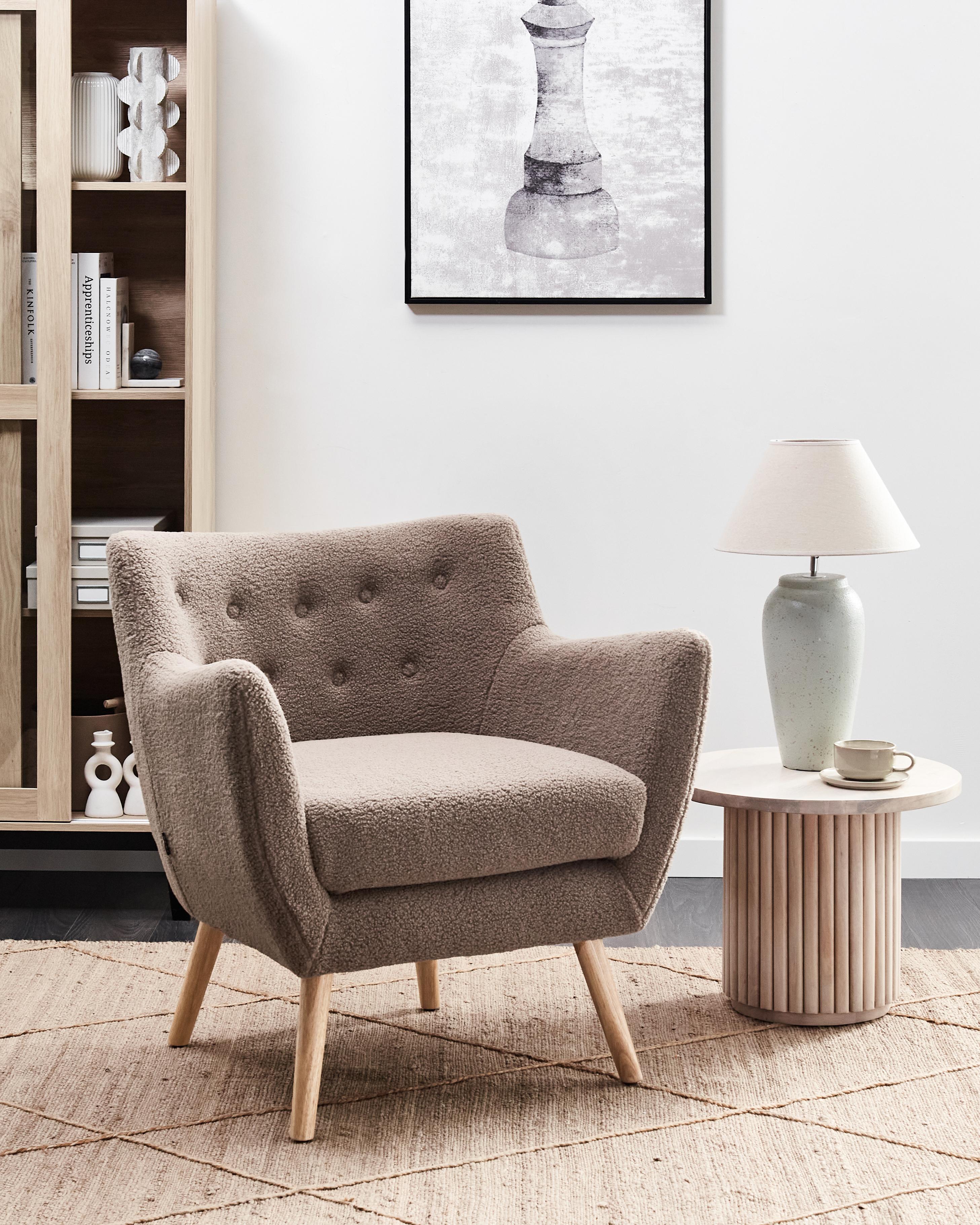 Fauteuil DRAMMEN Bouclé Bruin