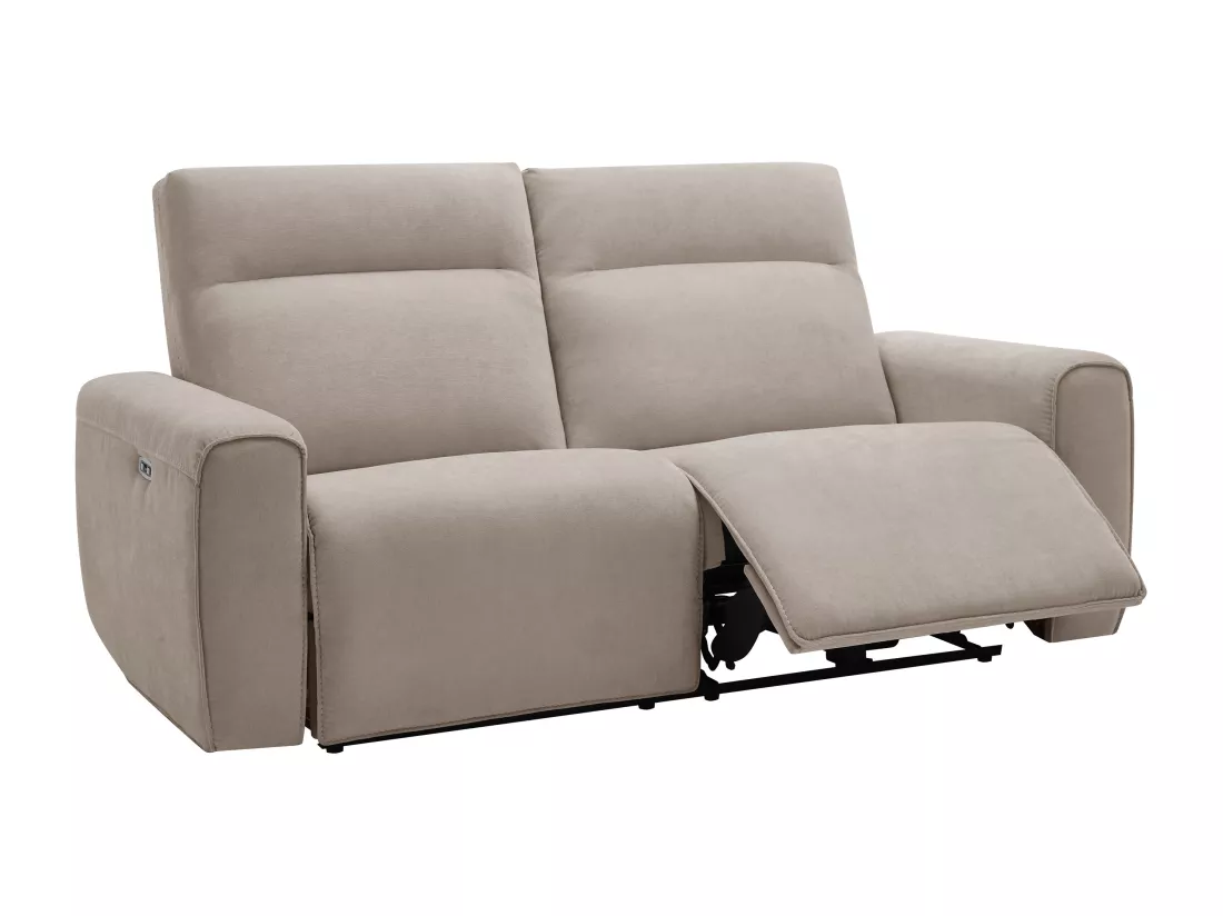 Canapé 3 places et fauteuil relax électrique en tissu beige LORGITA