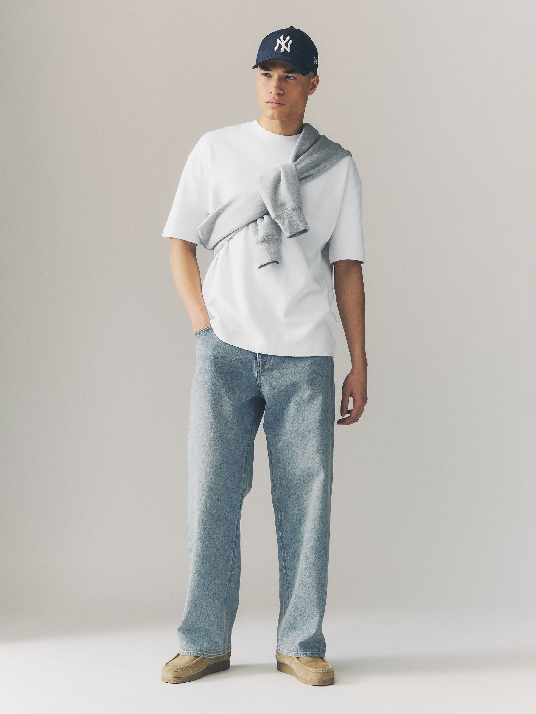 Lichtblauw - Baggy pasvorm - Vintage wash denim jeans