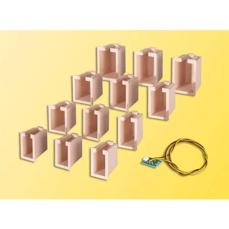 Viessmann 6005 Hausbeleuchtungs-Startset 12 Boxen, 4 verschiedene Größen und 1 LED weiß