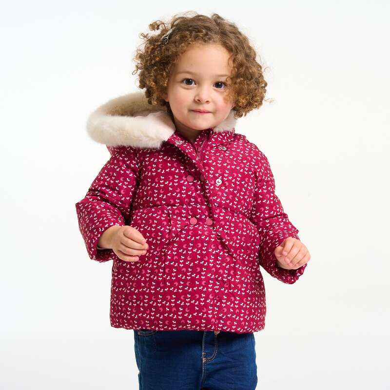 Manteau matelassé doublé fleuri rose bébé fille
