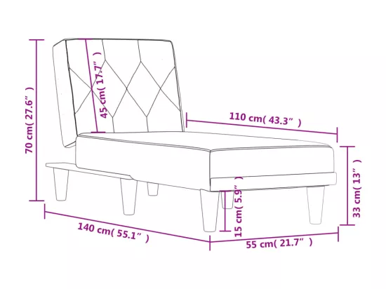 Prolenta Premium - Chaise longue noir tissu