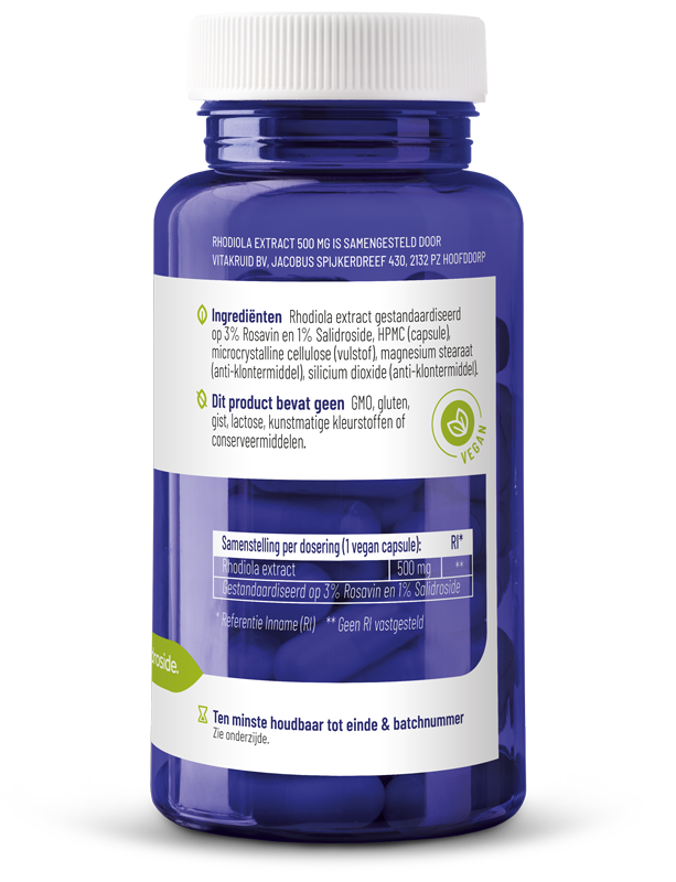 Vitakruid Rhodiola Extract 500 Mg 3% Rosavin 1% Salidroside (60 vega capsules)