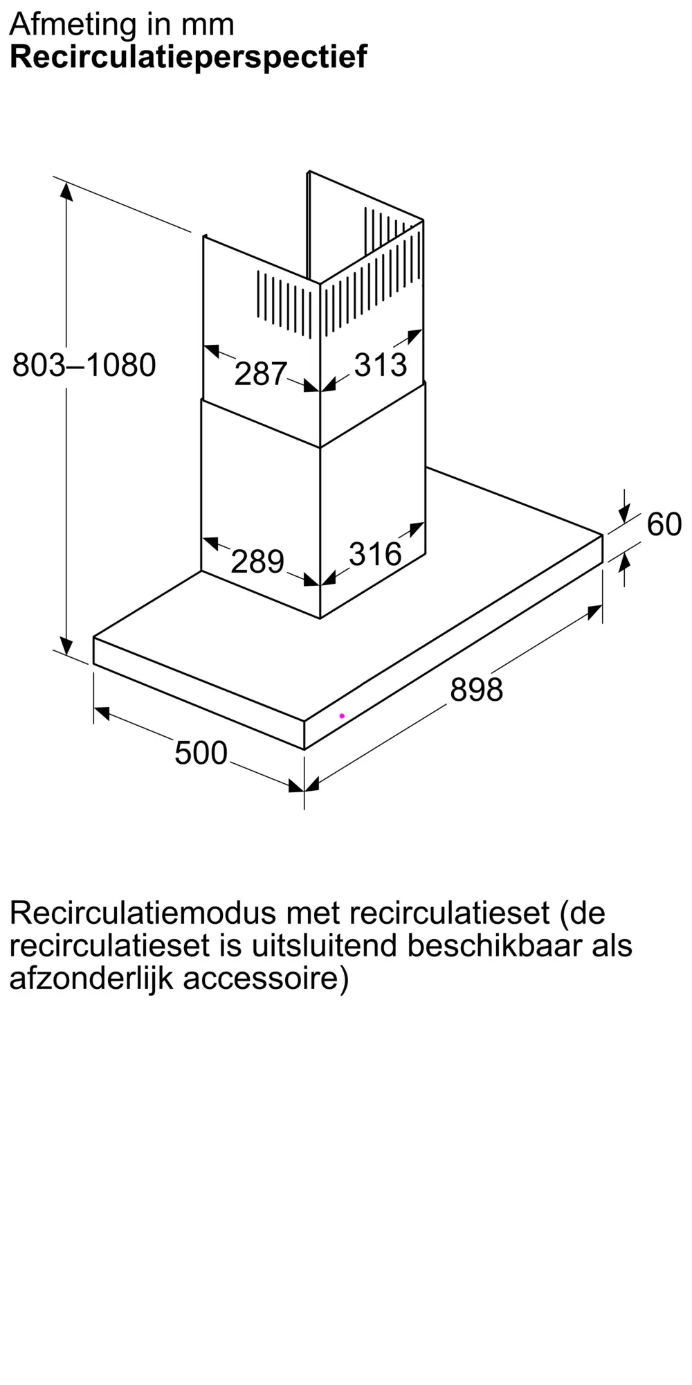 Serie 4 Wandschouwkap 90 cm Matzwart