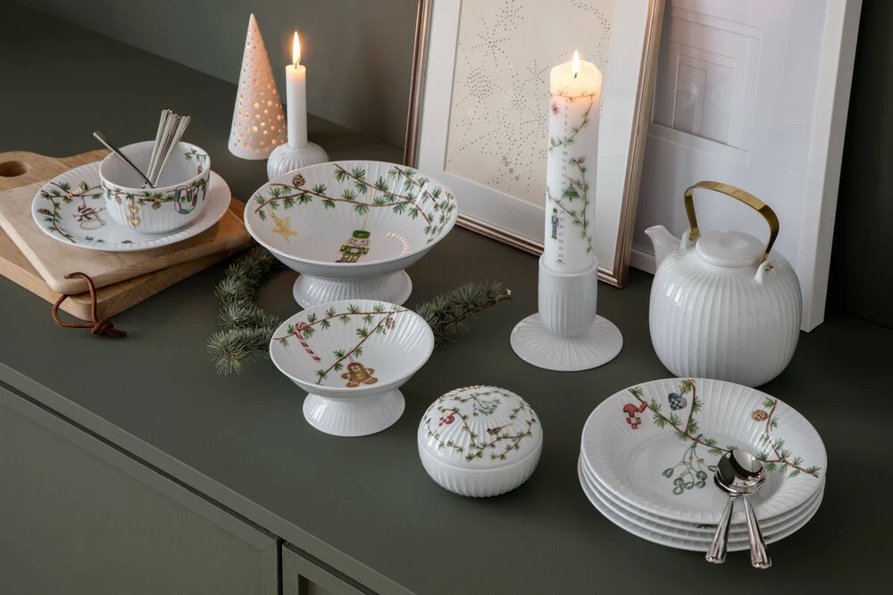 Kähler  Hammershøi Christmas opsats, hvid m. deko - Ø23 cm.
