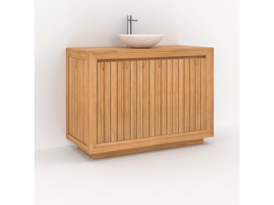 Meuble de salle de bain en bois de teck 110 cm - Pernelle