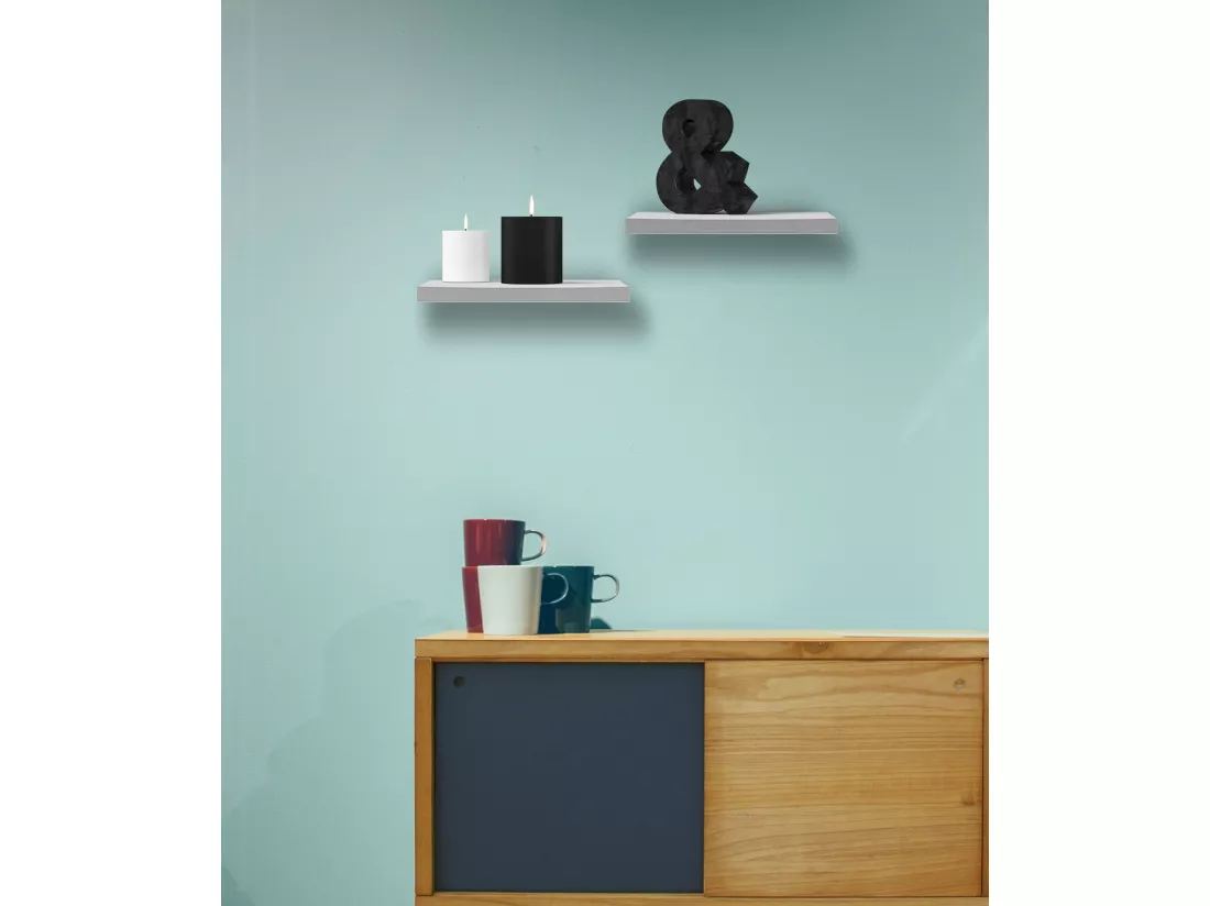 2 Étagères Blanches Bois Design Chambre Contemporaine 3,8x25x25