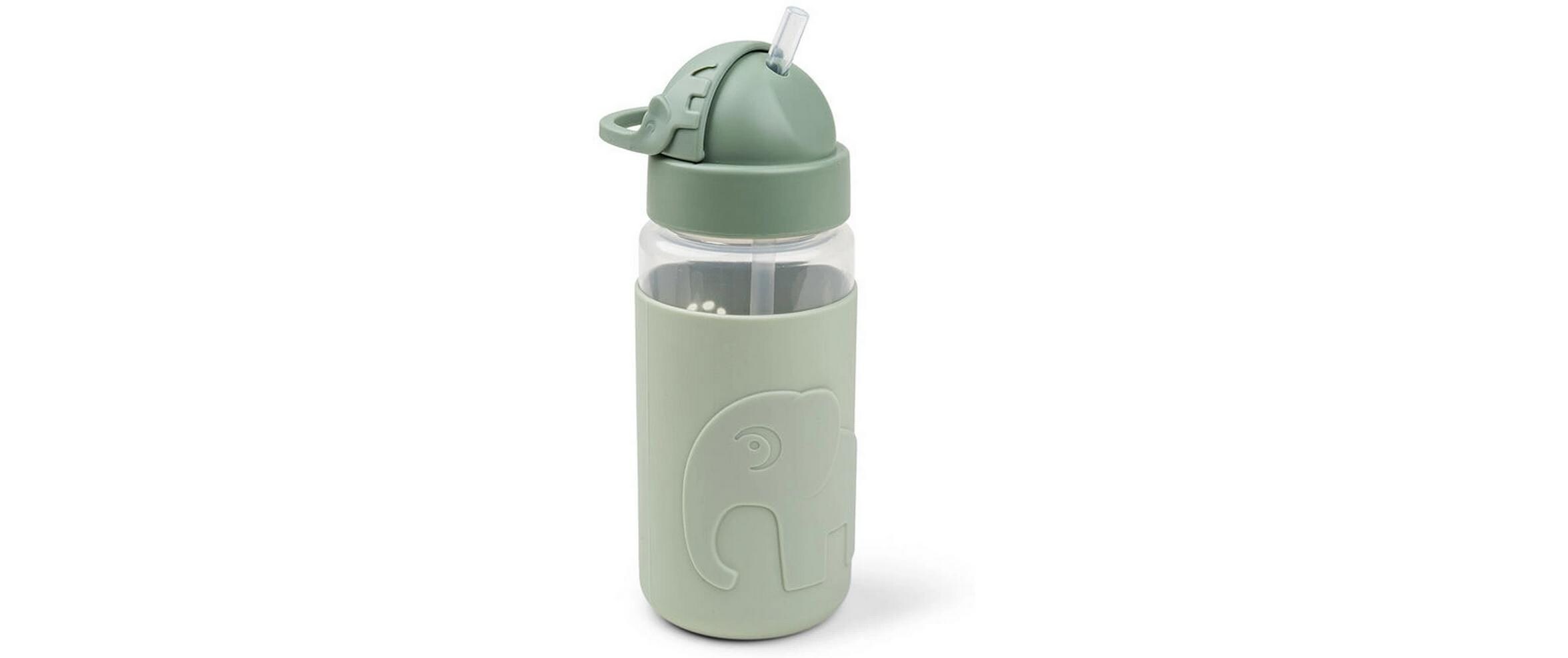 Trinkflasche Easy-grip Strohhalm Elphee Grün 350 mlTrinkflasche mit rutschfester Hülle
