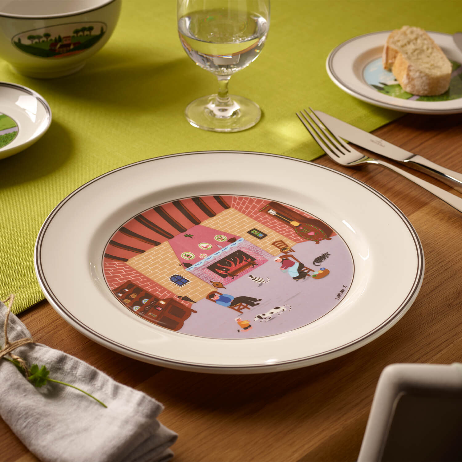 Design Naif Dinner plate Multi-colored, 10.7'', Premium Porcelain