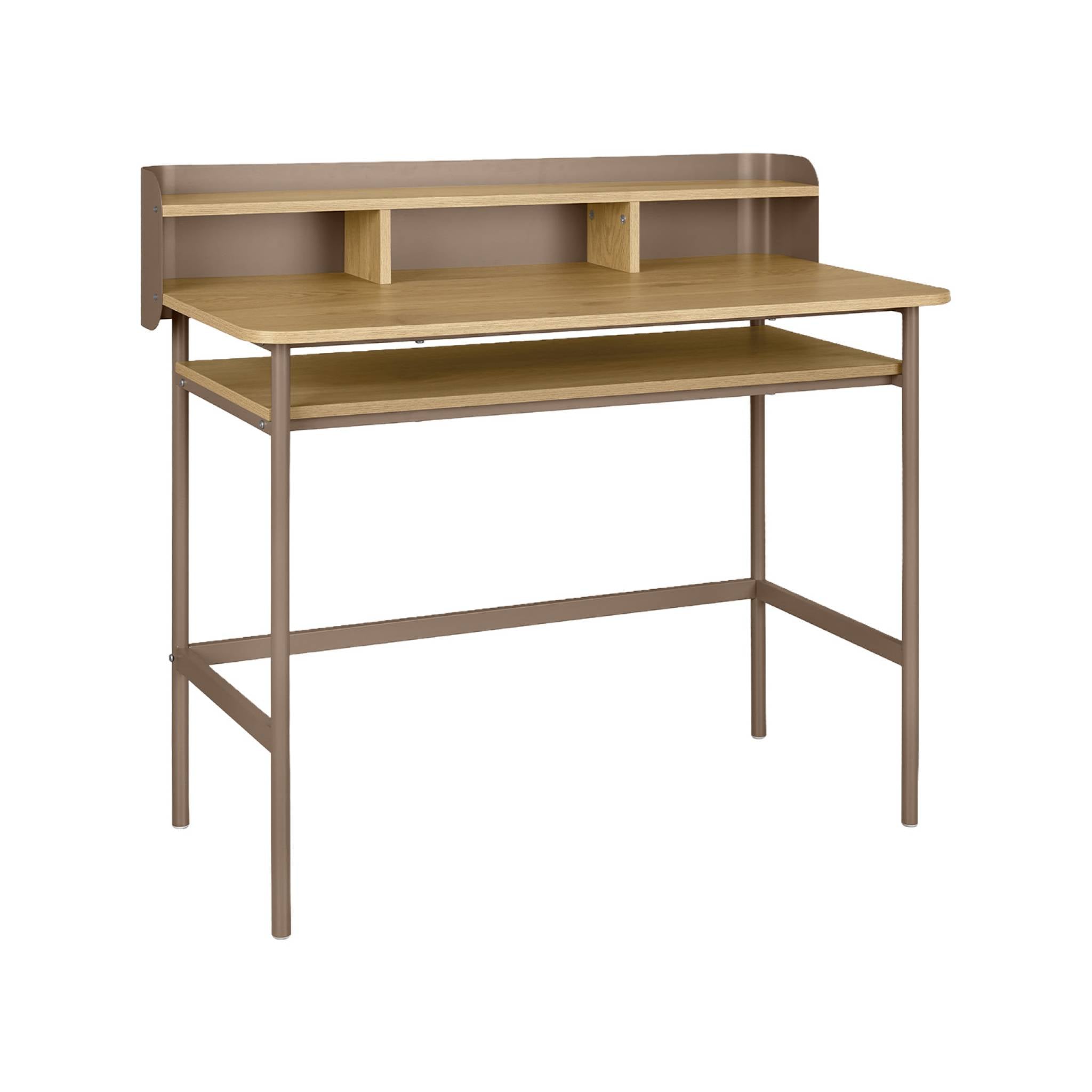 sweeek - Bureau met open opbergruimte metaal en houtdecor