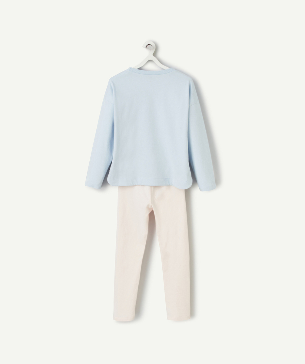 PYJAMA FILLE EN COTON BIO BLEU ET ROSE AVEC MESSAGES ET NUMÉROS