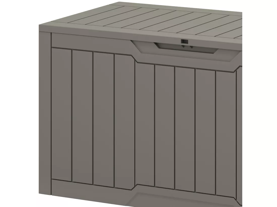YITAHOME Boîte de Terrasse en Résine - 380L - 115 x 55 x 58.5 CM - Intempéries - Verrouillable - Marron Clair