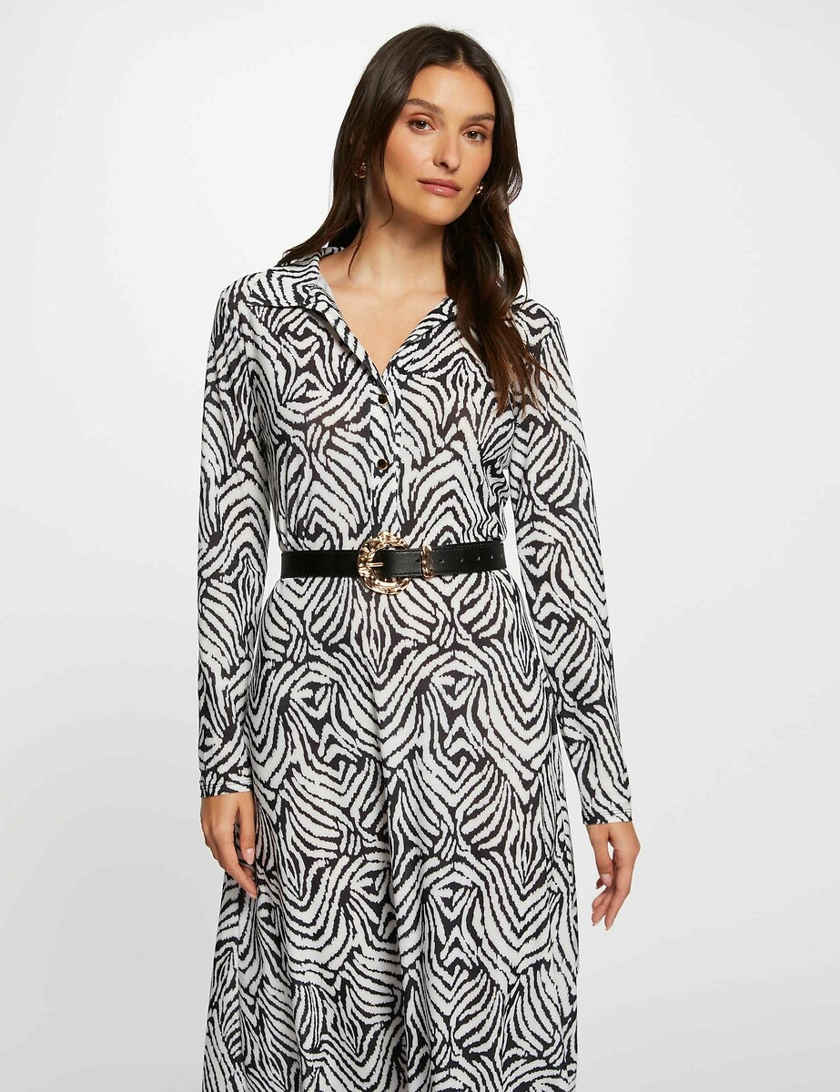 MORGAN<br>Vestido midi reto estampado