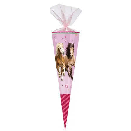 Nestler Schultüte Coppenrath Pferdefreunde 3 mit Stoffapplikationen, 85 cm, eckig