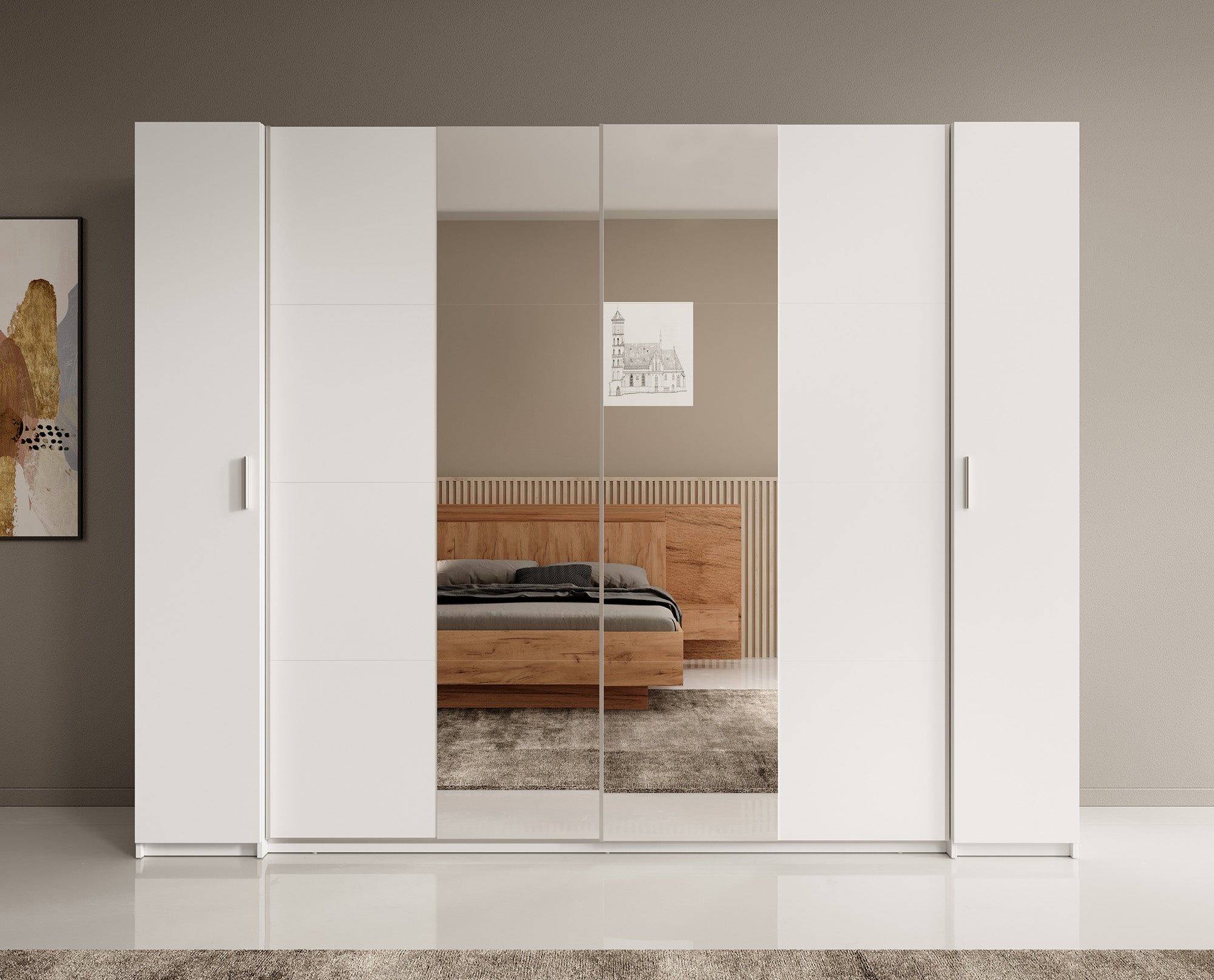 Stoke - Kledingkast 4-deurs - Wit - 270x61x208 cm