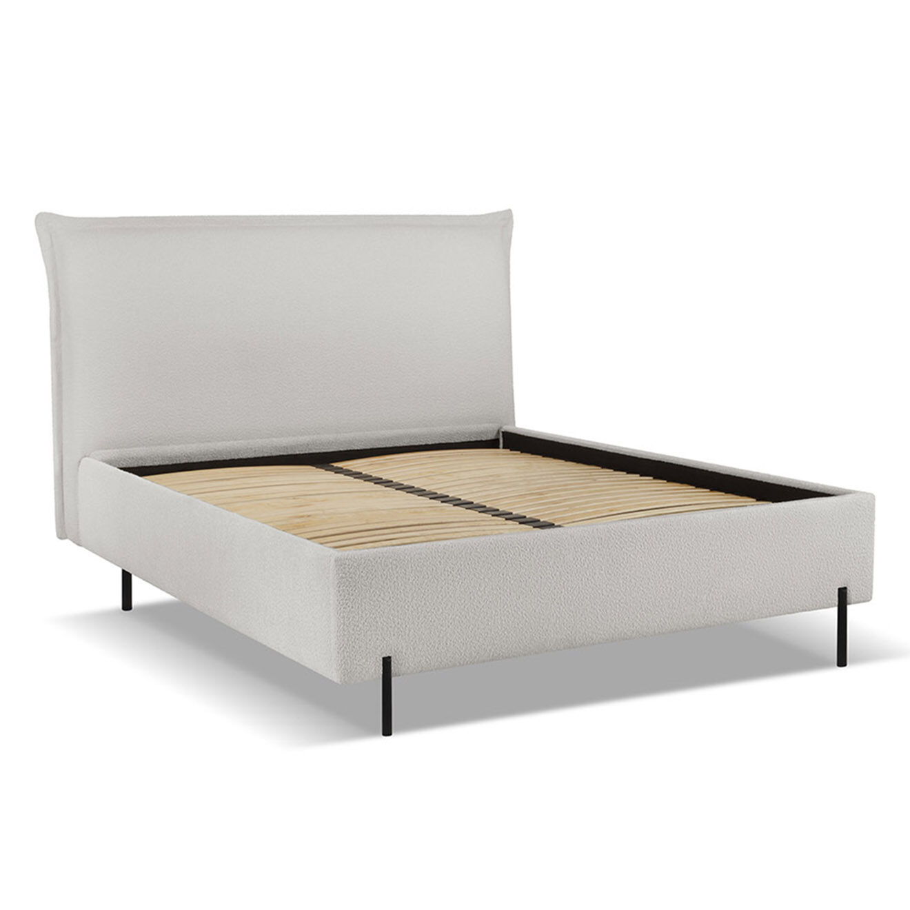 Milo Casa Lit Coffre avec tête de Lit Bouclette Armie beige - 140x200 cm