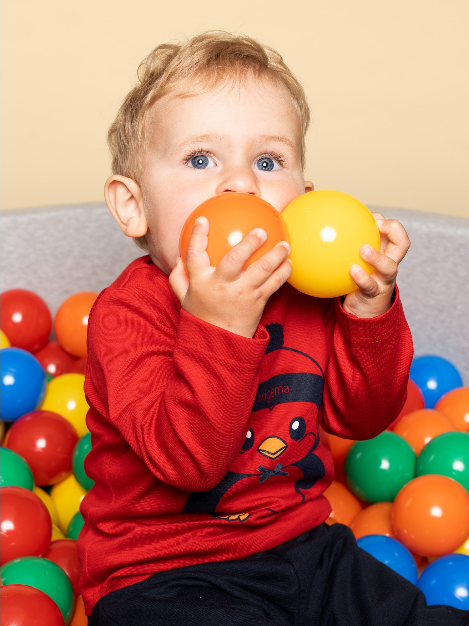 Langarmshirt mit süßem Pinguin-Print Kirsch