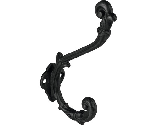 Jashaken, 2 haken, metaal, matzwart, 145x32x72 mm