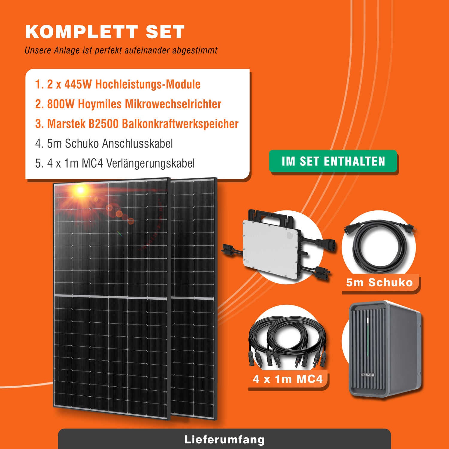 890W Bifaziales Balkonkraftwerk mit Speicher