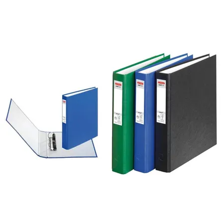 Herlitz Ringbücher mit 2 Ringen, DIN A5, 3 Stück je 1x in blau, schwarz und grün
