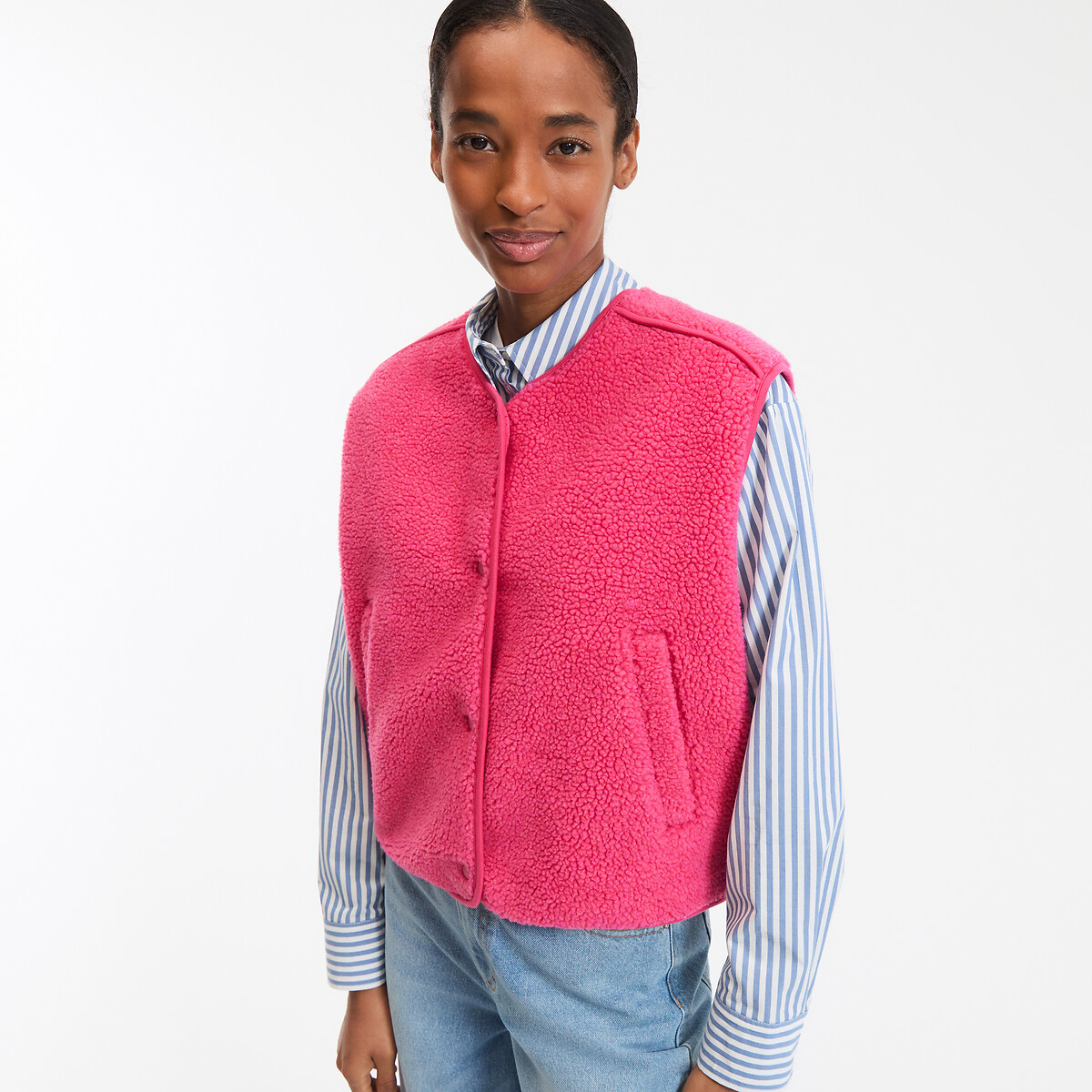 COLEÇÕES LA REDOUTE<br>Cardigã sherpa sem mangas