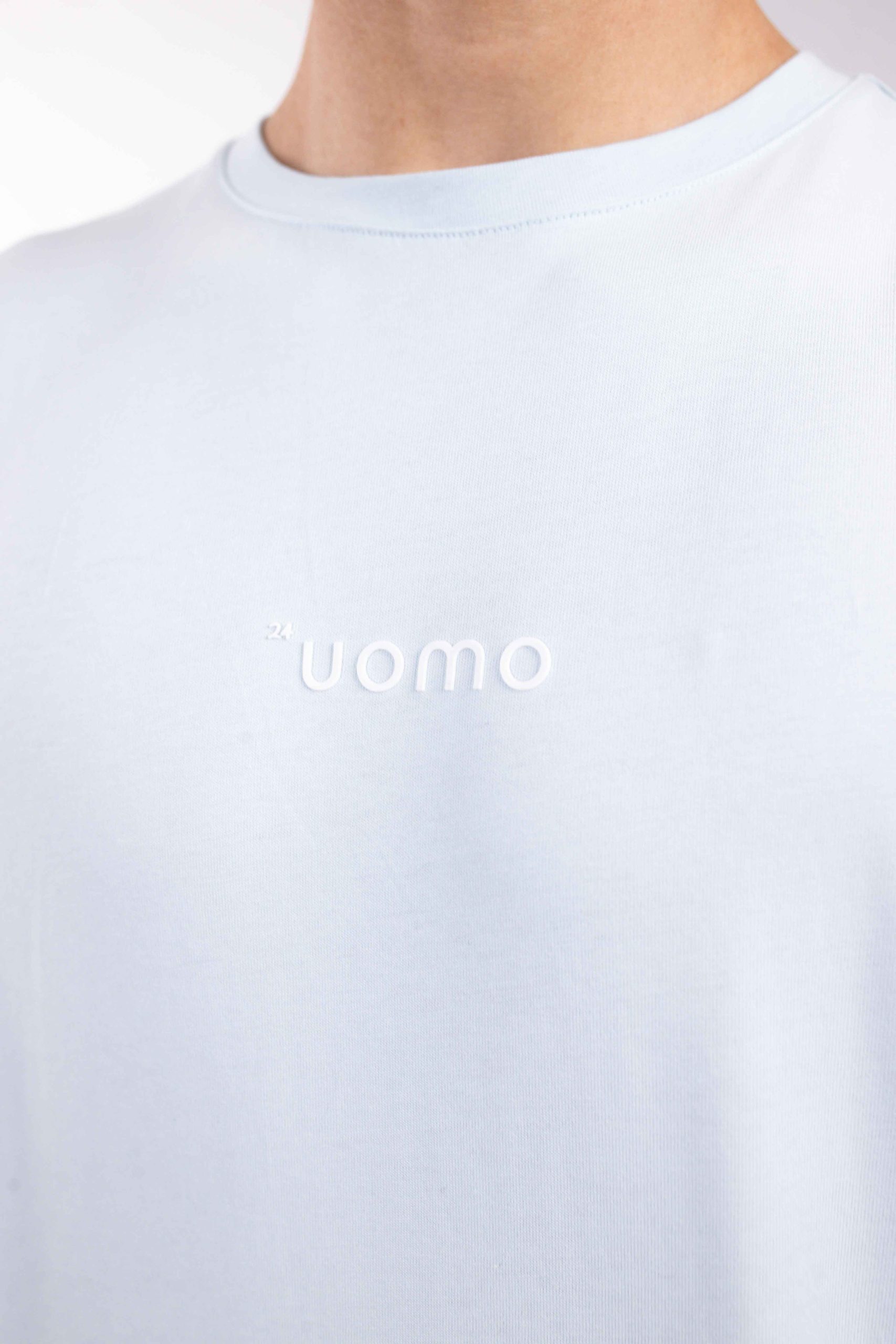 24 Uomo Basic T-Shirt Heren Lichtblauw