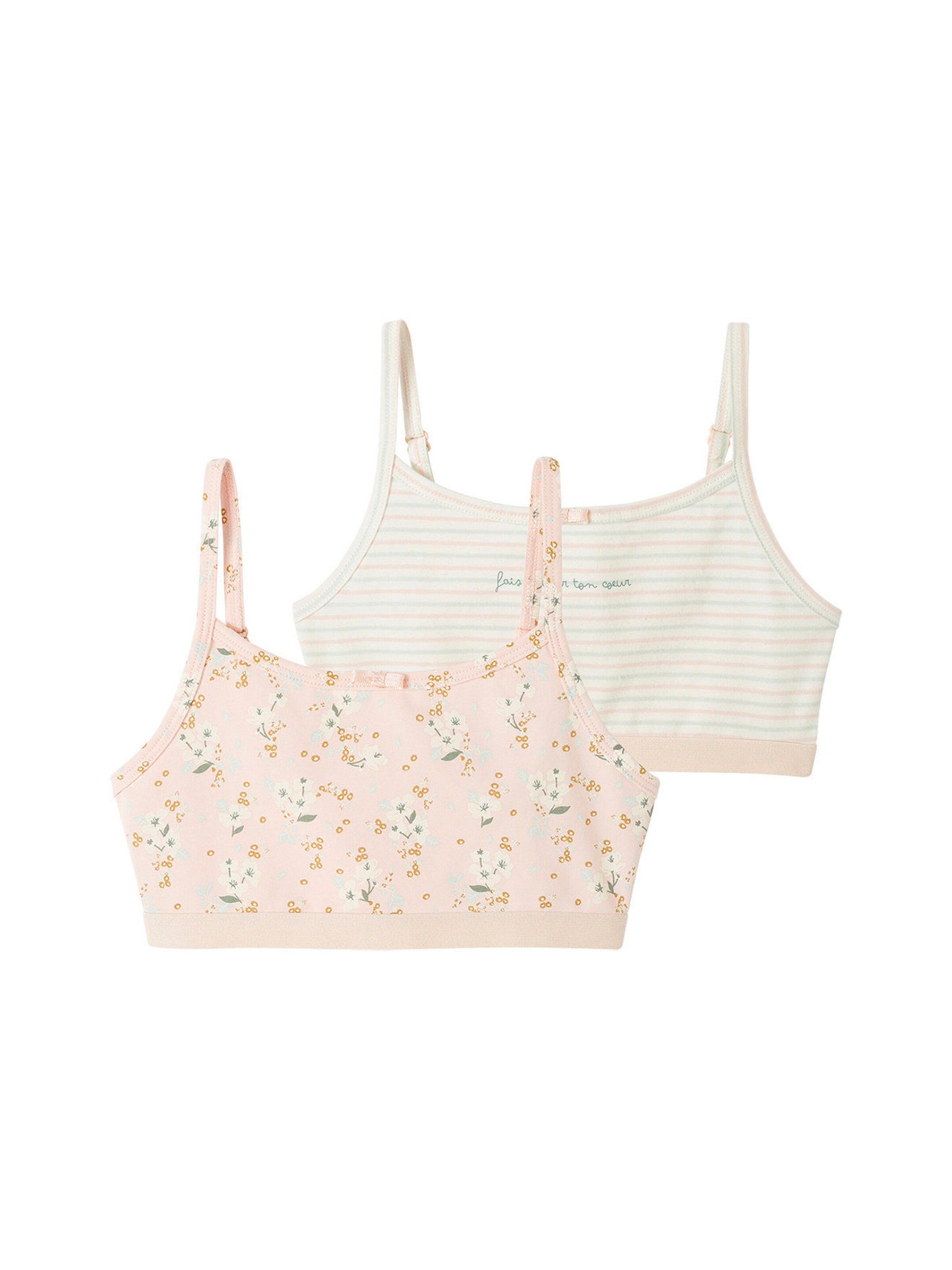 Vertbaudet 2er-Pack Mädchen Bustiers, Blumen pudrig rosa