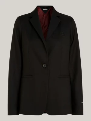 Blazer regular de abotoamento simples com bordado de monograma TH