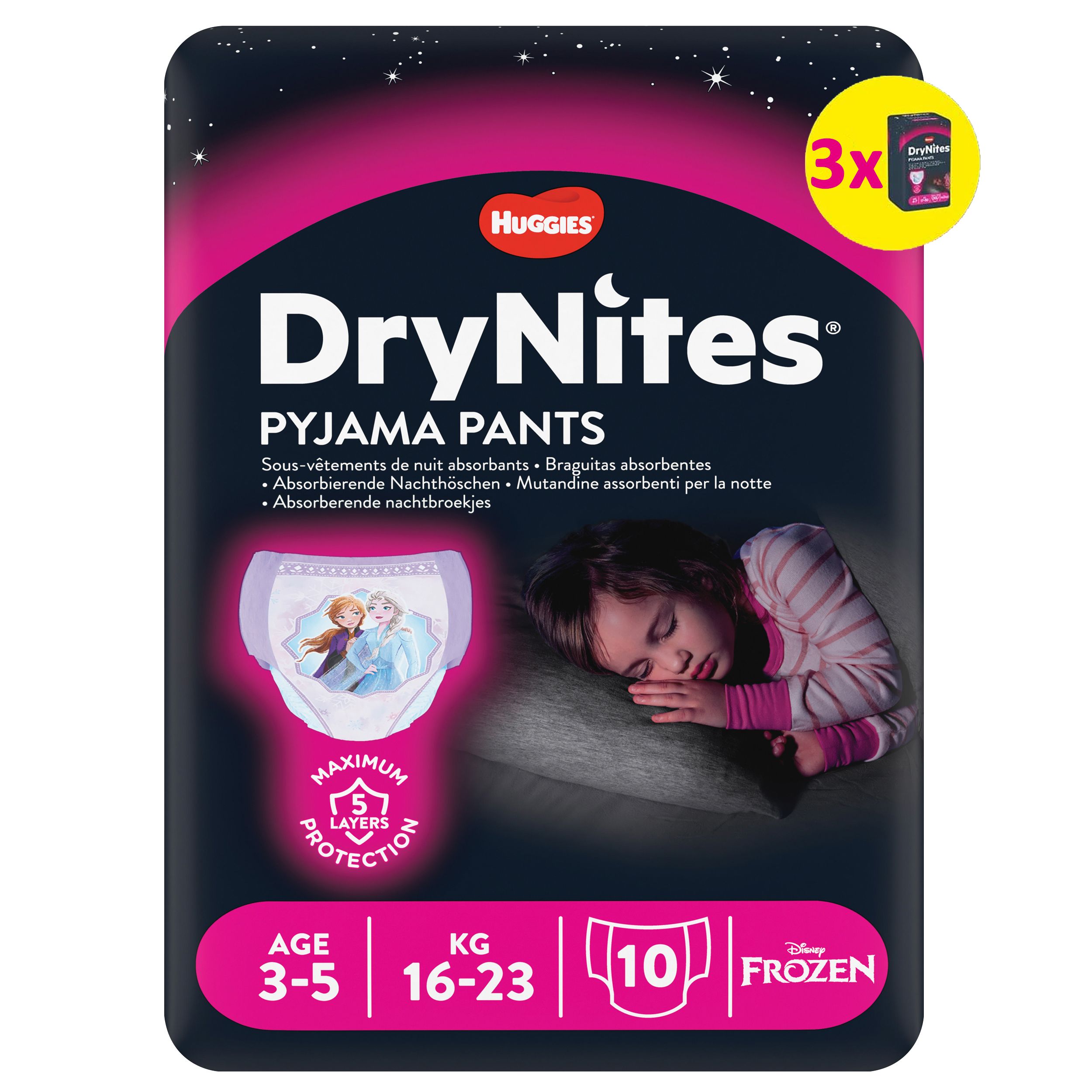 Huggies DryNites Windeln Windelhosen Mädchen 3-5 J. (16-23kg) Monatspack