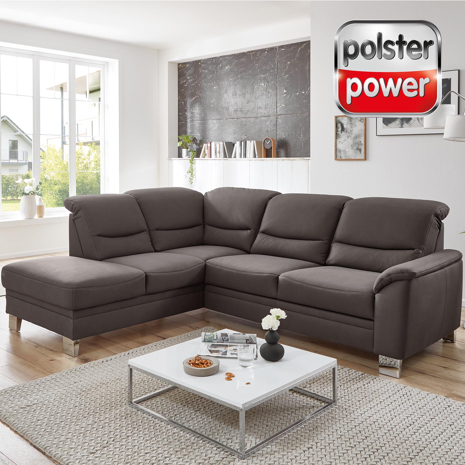 polsterpower Ecksofa - mocca - Basismodell - Kombielement links