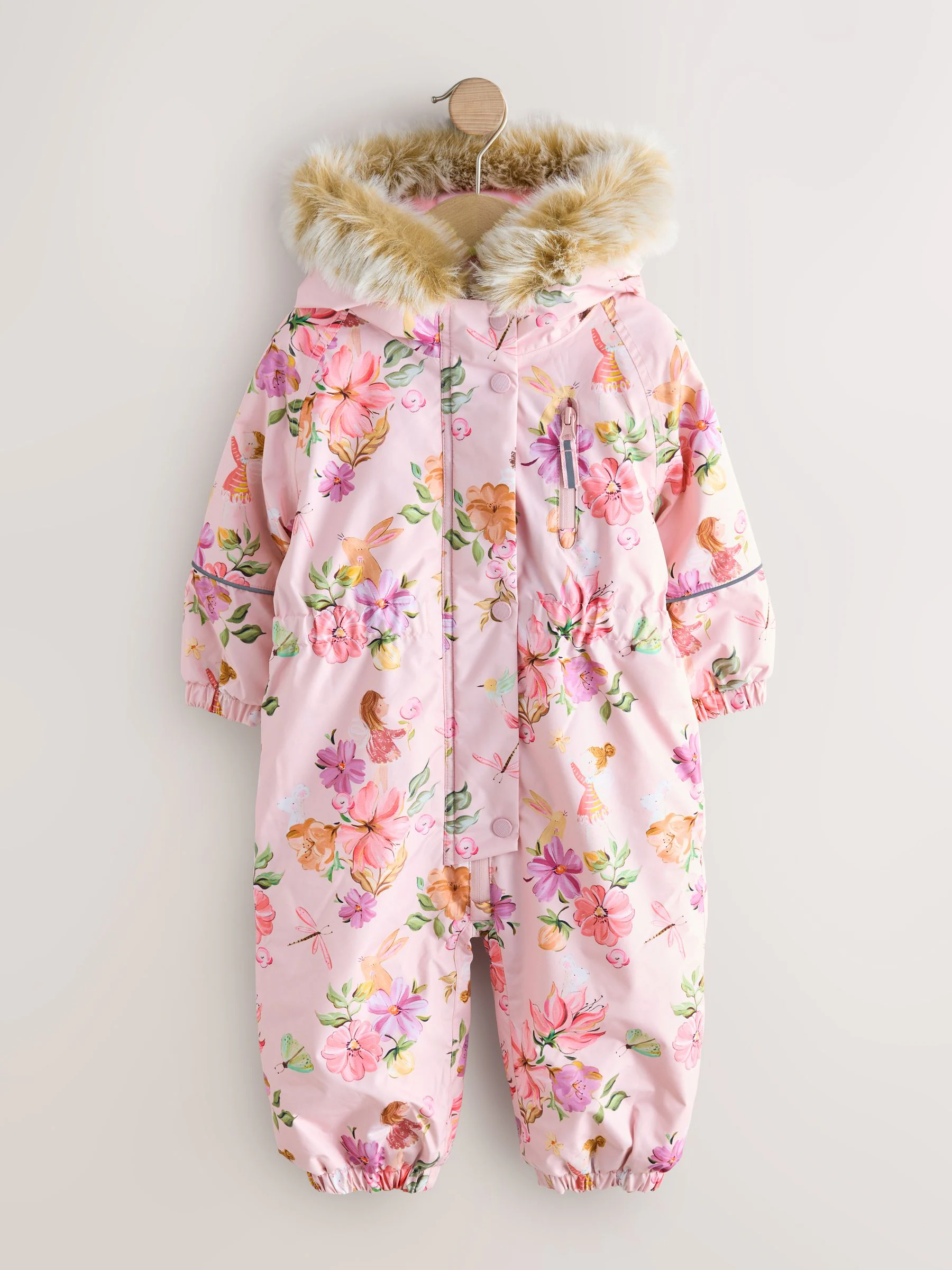 Roze met elfjes - Waterdicht sneeuwpak met print (3mnd-7jr)