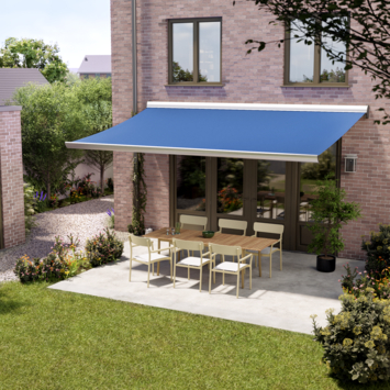 Knikarmscherm Staccato effen blauw (kleurnr. 0017) op maat