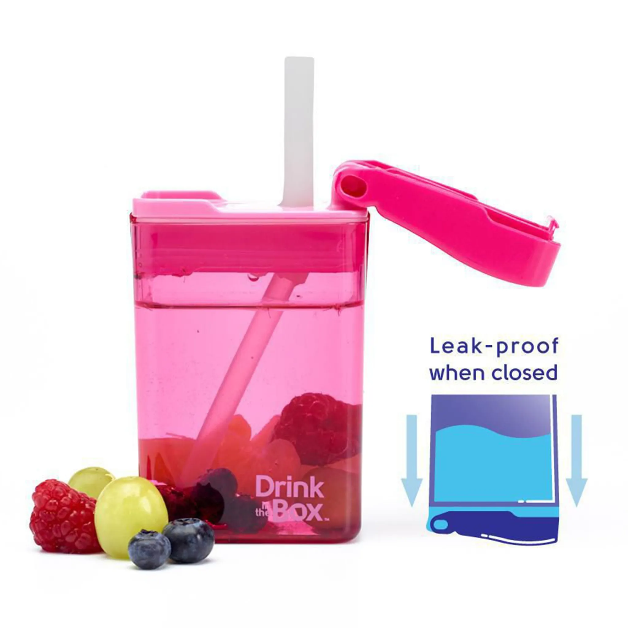 Drink in the Box Contenant avec Paille 8oz- Rose