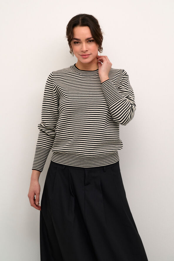 Kaffe KAnala Knit Pullover Chalk / black small stripe