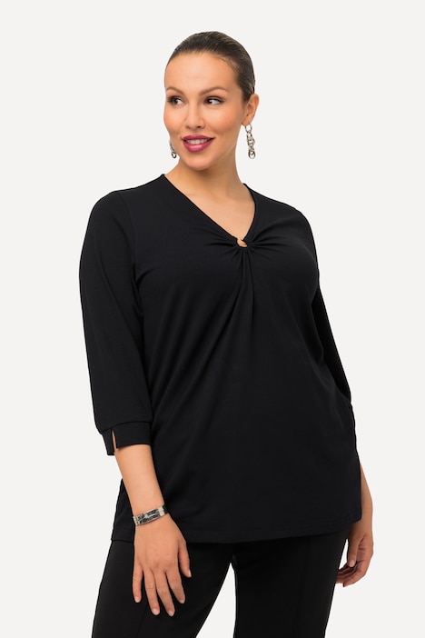 Shirt, Zierring, Classic, V-Ausschnitt, 3/4-Arm