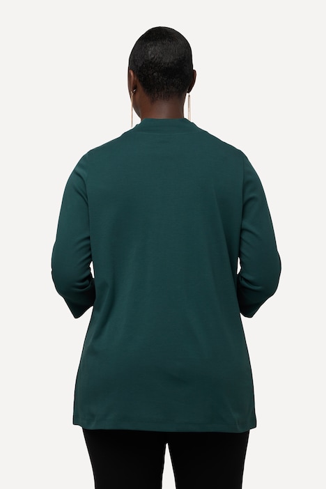 Shirt, A-Linie, Stehkragen, 3/4-Arm, Pima Cotton