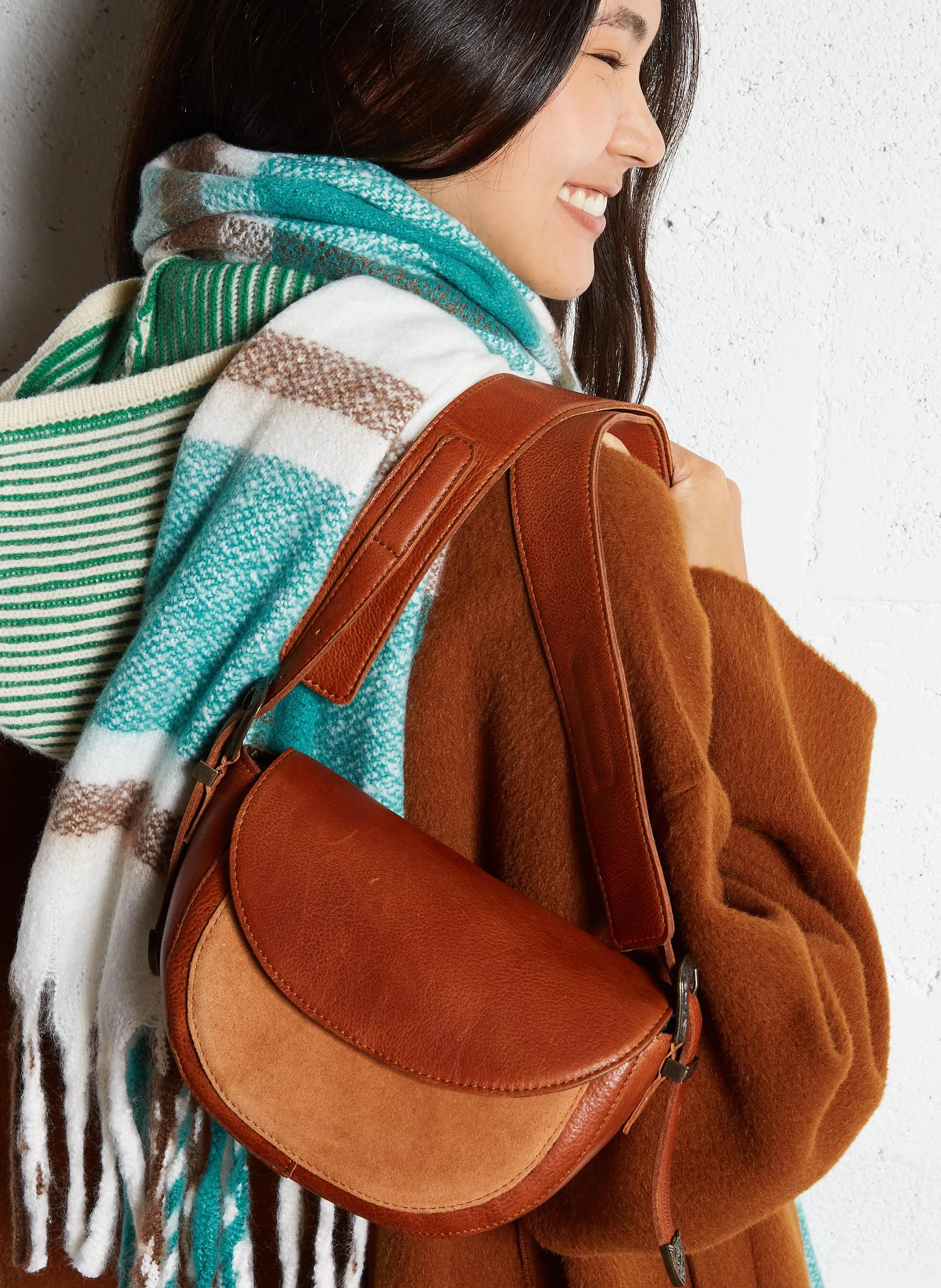 NADI - Sac bandoulière en cuir velours | Marron