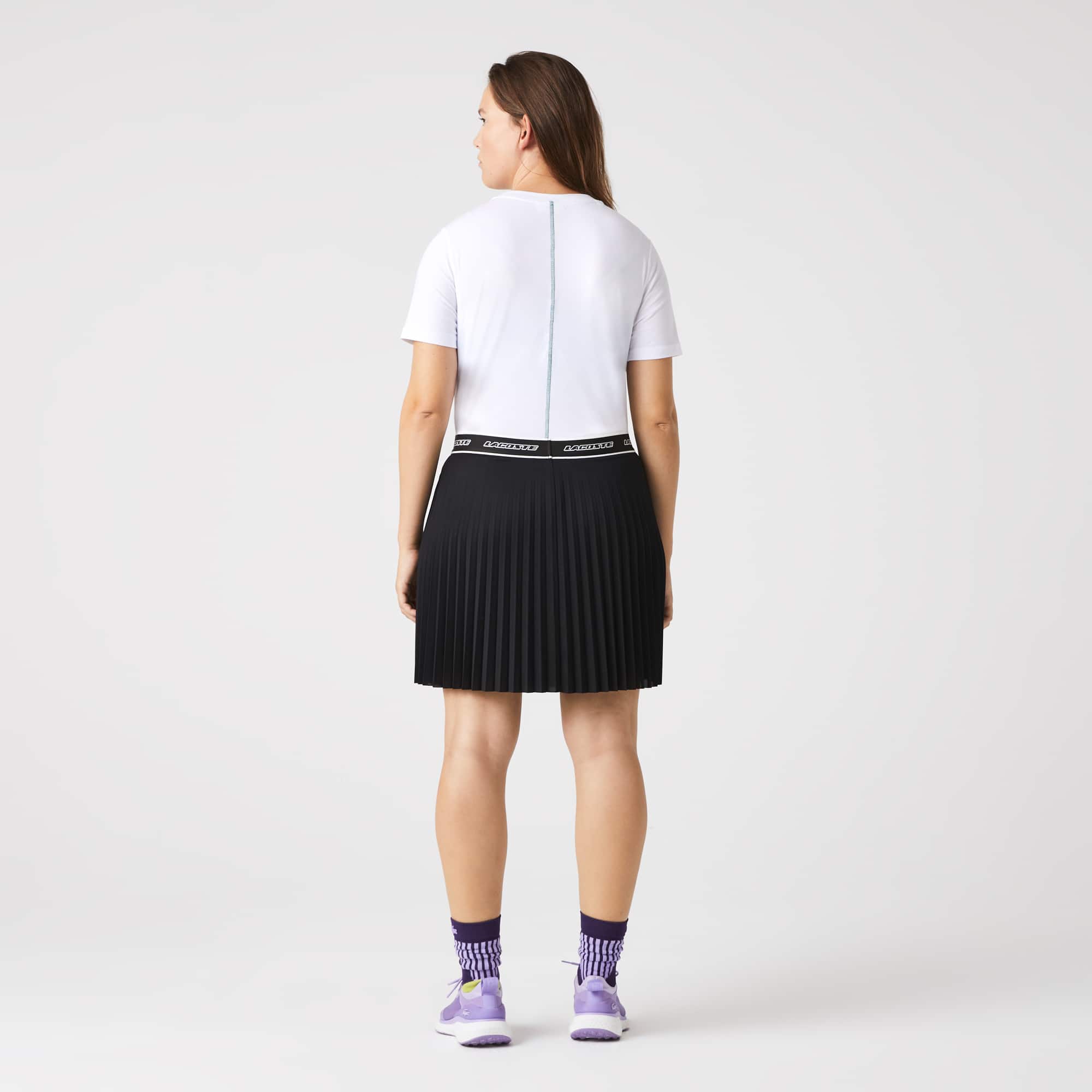T-shirt slim fit à col rond en coton mélangé T-Shirts - Blanc - Lacoste - Femme