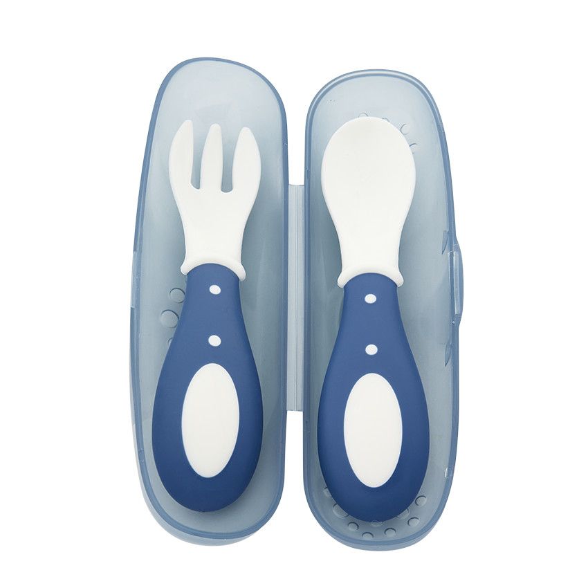 Lot de 2 couverts Yummix Bleu - Ecru
