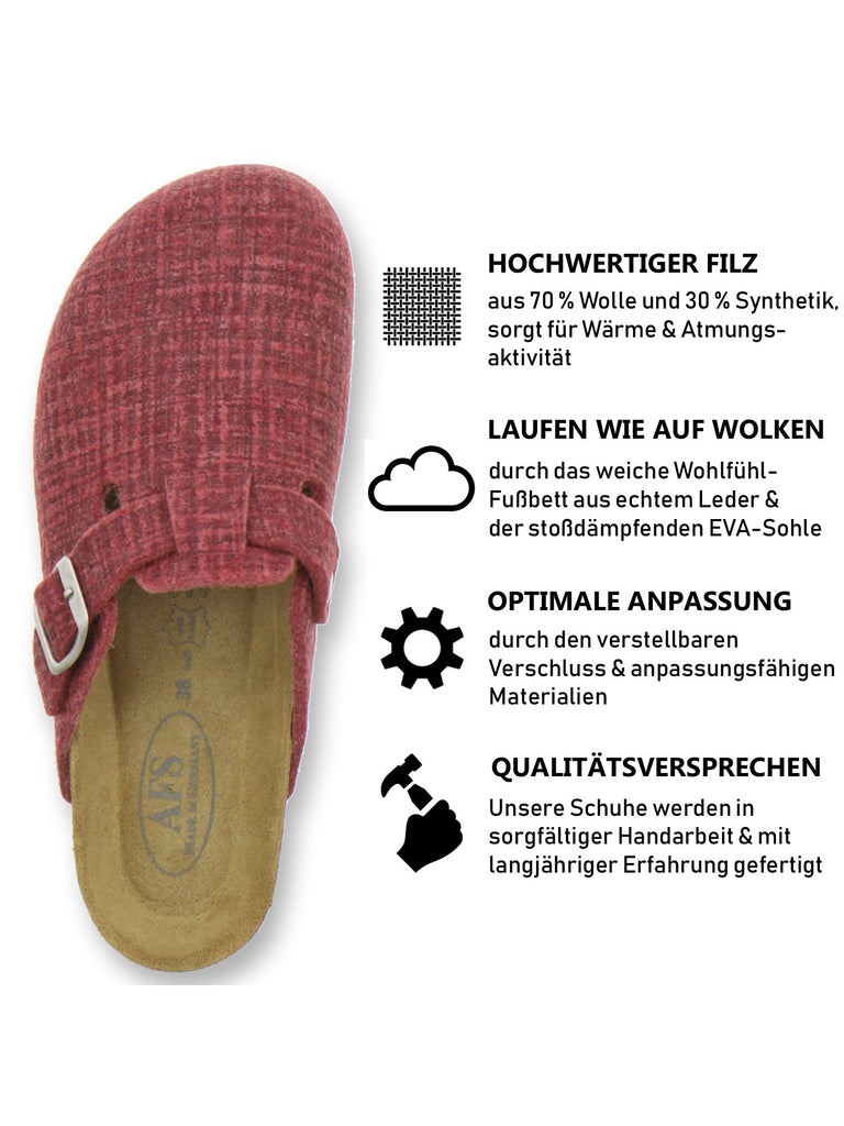 Filz Hausschuhe Damen bordo