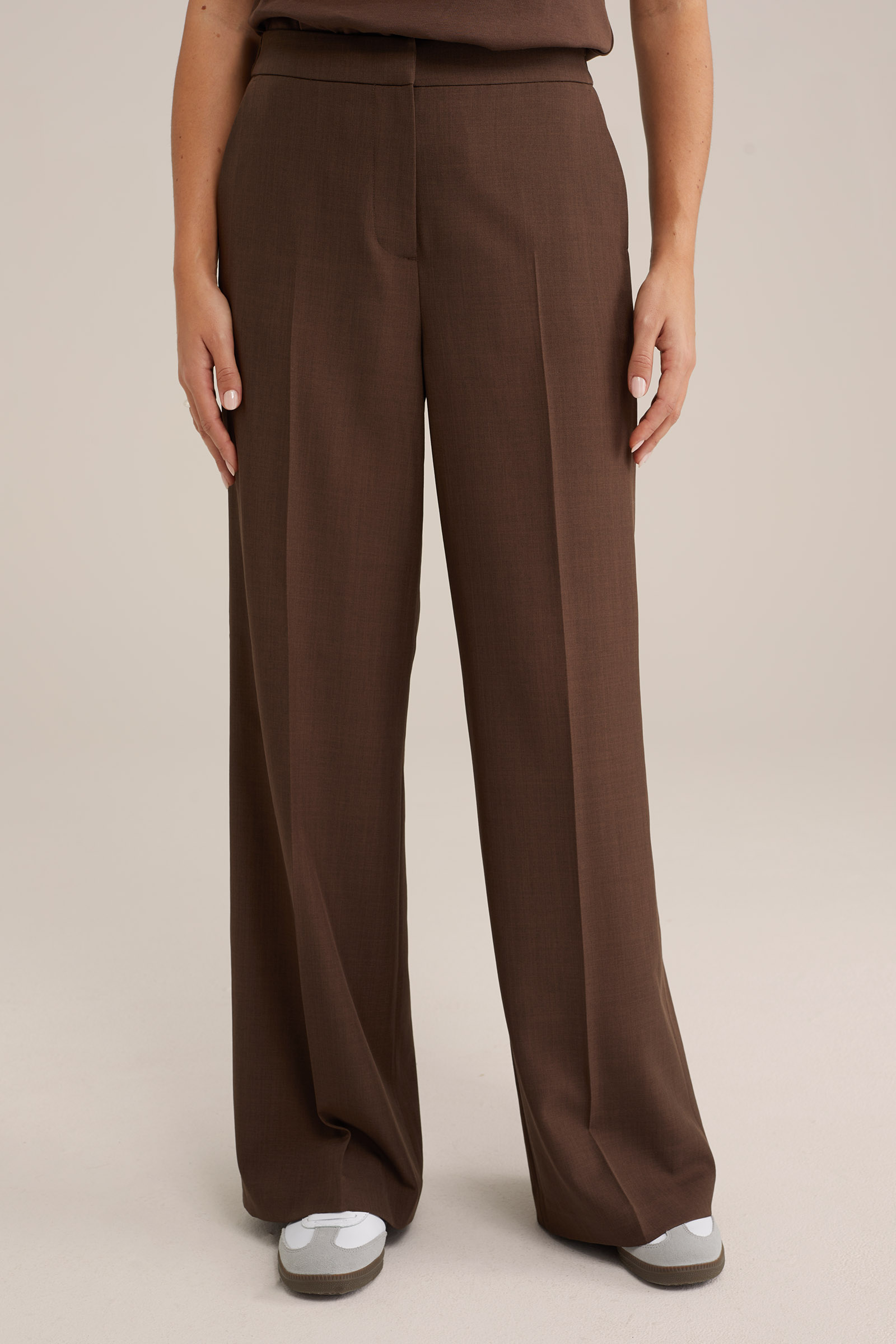 wide leg pantalon WE Fashion Donkerbruin