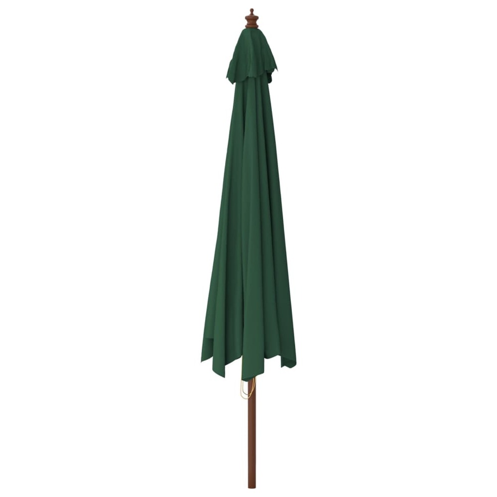 Parasol de jardin avec mât en bois 400 x 273 cm vert
